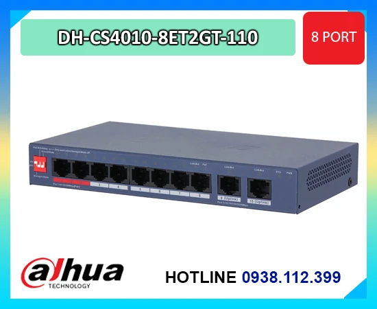 Lắp đặt camera 8-Port PoE Switch Dahua DH-CS4010-8ET2GT-110