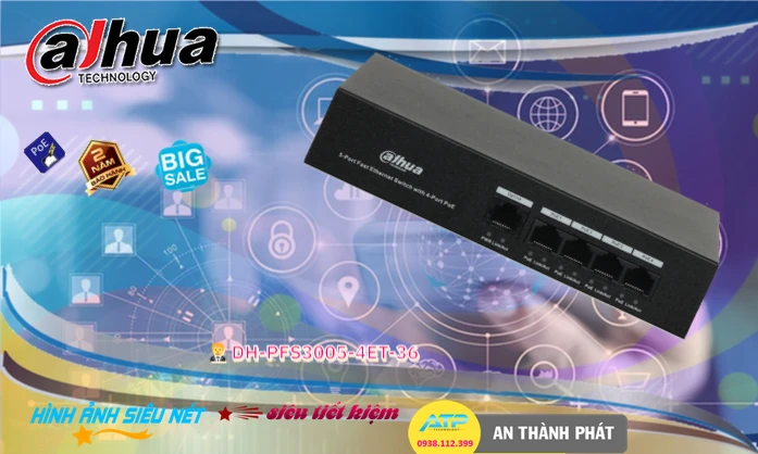 Thiết bị quản lý mạng  DH-PFS3005-4ET-36 Hãng Dahua