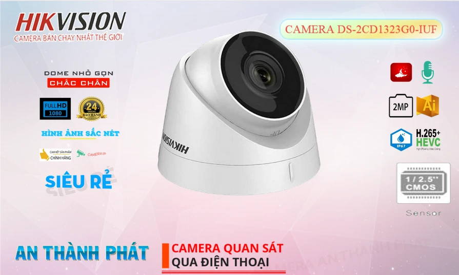DS-2CD1323G0-IUF sắc nét Hikvision