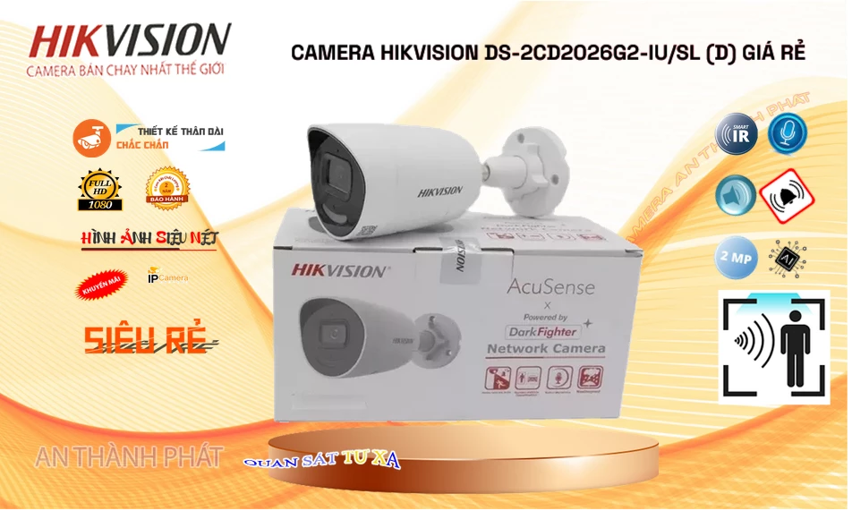 ➠  DS-2CD2026G2-IU/SL(D) sắc nét Hikvision