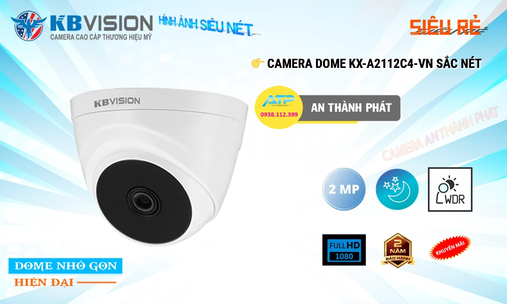 Camera  KBvision Thiết kế Đẹp KX-A2112C4-VN ۞